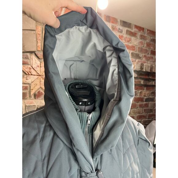 cocoon coat quilted hood 1980s gray toggle buttons - Picture 4 of 13